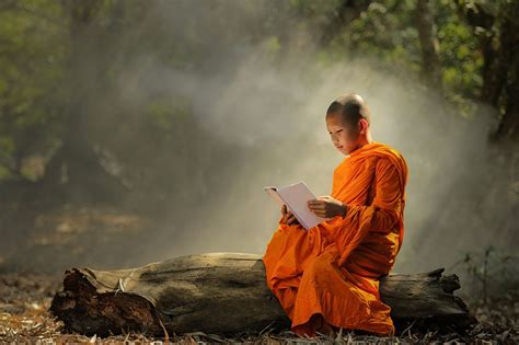Monk Praying To Buddha Desktop Background