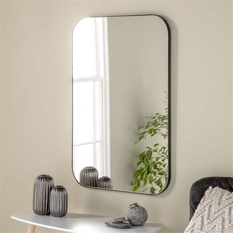 Arendal Black Minimal Rounded Corner Mirror £28320 Mirror Shop