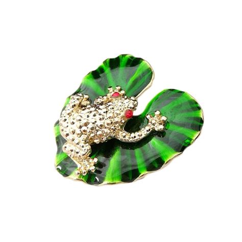 Frogs Brooches For Women Accessories Green Enamel Pin Metal Animal