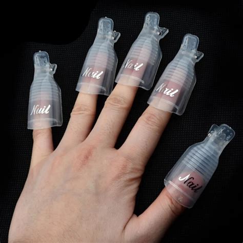 10pcspack Professional Reusable Nail Art Soak Off Cap Clip Uv Gel