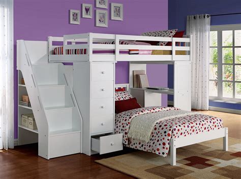 The process of choosing the best mattress for bunk beds likely won't be the same as selecting a mattress for a standard bed. White Twin Bunk Beds with Steps | Bunk Beds With Storage ...