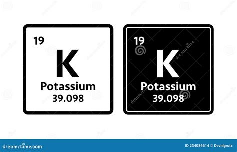 Potassium Symbol Chemical Element Of The Periodic Table Stock Vector