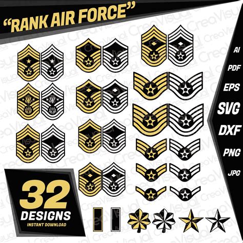 Rank Air Force Symbol Badges Rank Air Force Rank Air Force Etsy Uk