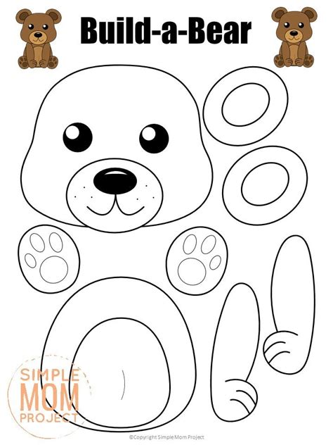 Free Printable Woodland Cut And Paste Bear Craft Simple Mom Project