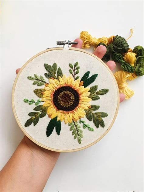 Sunflower Embroidery Pattern Hand Embroidery Pdf Instant Etsy