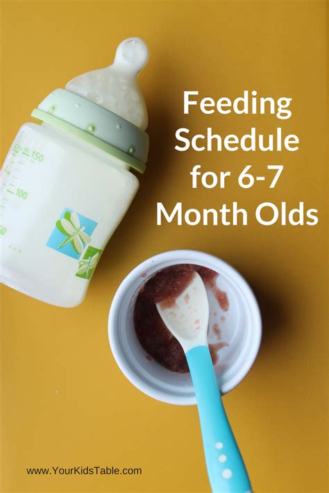 When your child is about 6 months old, you can start introducing him or her to foods and drinks other than breast milk and infant formula. The Best 6 and 7 Month Old Feeding Schedule - So Easy to ...