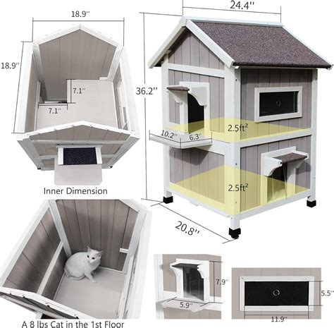 Buy Rockever Outdoor Cat House 2 Story Outdoor Houses For Feral Cats