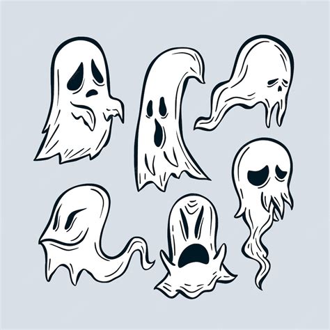 Free Vector Hand Drawn Style Halloween Ghost Set