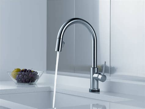 The chrome finish of this kitchen faucet enhances its aesthetic appeal. Delta Touch Sensor Kitchen Faucet