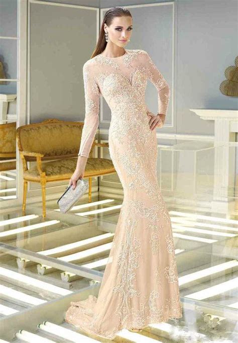 Alyce Paris Claudine 2289 Dress In Champagne Long Sleeve Evening