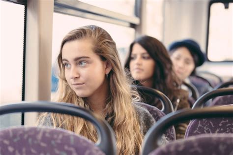 Premium Photo Portrait Of A Blonde Woman On A Bus
