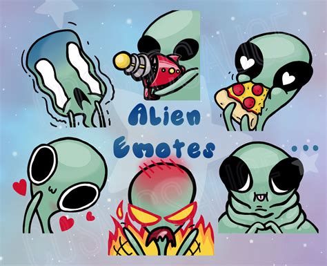 Alien Emote Pack 6 Twitch Emotes Discord Emote Sub Etsy