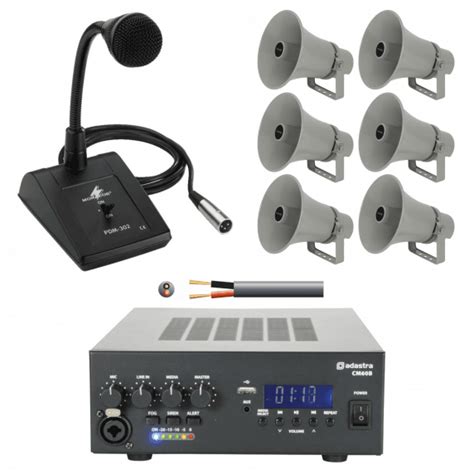 8 Speaker Outdoor Pa System With Mic 8 X Weatherproof Horn Speaker