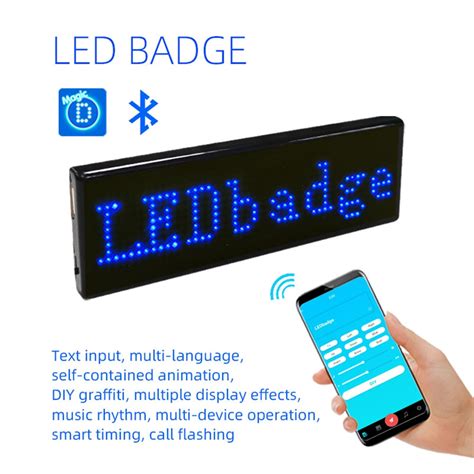 Bluetooth LED Name Badge DIY Programmable Scrolling Message Board Multi