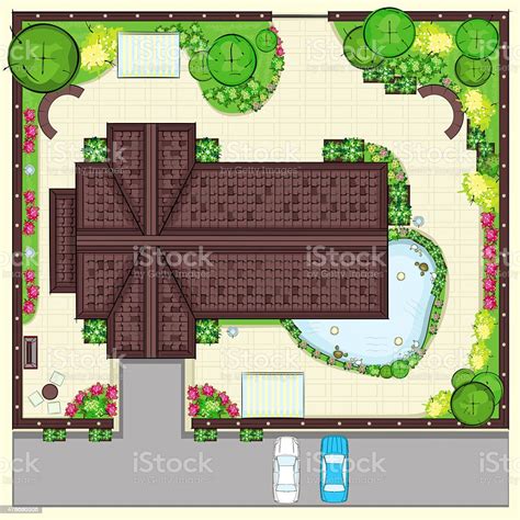 Plan De Maison Résidentielle Avec Vue Sur Un Magnifique Jardin Haut