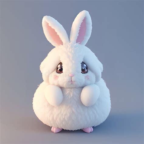 Single Cute White Fluffy Bunny As Easter Concept Ai Generated Stock