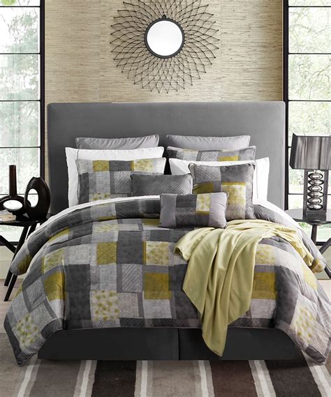 Queen size grey comforter sets. love this grey and yellow comforter set | Comforter sets ...