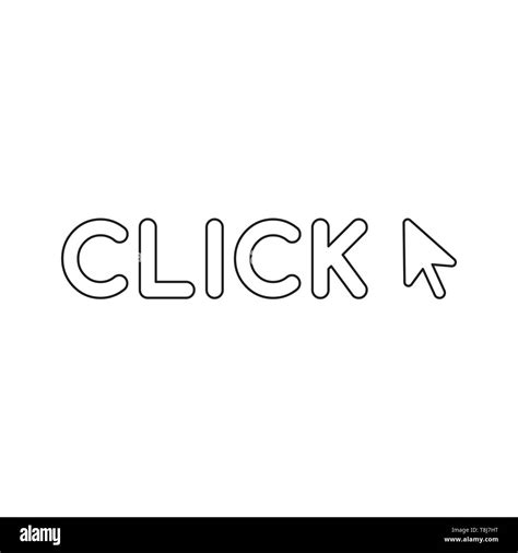 Vector Icon Concept Of Click Word With Mouse Cursor Black Outlines