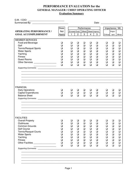 Free 5 General Manager Evaluation Forms In Pdf