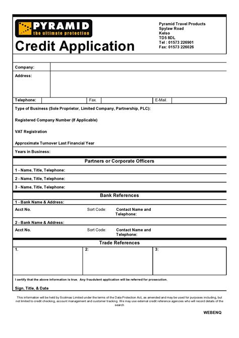Blank Credit Application Form Pdf Printable Form Templates And Letter