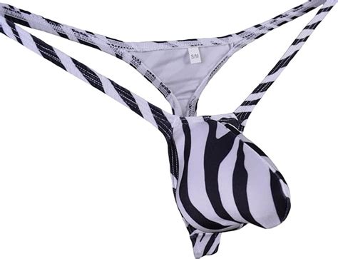 Wosese Mens Swim Thong Bulge Pouch G String Bikini Zebra Wss25 At