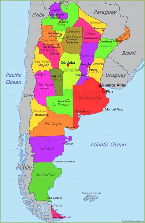 Detailed map of argentina and neighboring countries. Argentina Map | Map of Argentina - AnnaMap.com