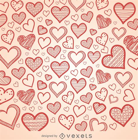 Hand Drawn Hearts Background Vector Download