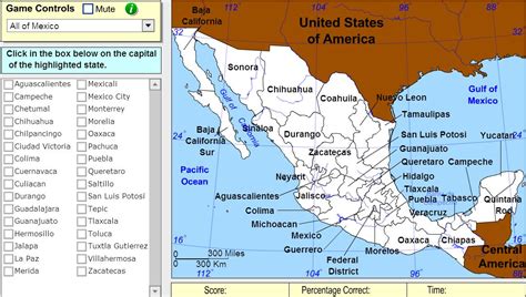 Interactive Map Of Mexico Capitals Of Mexico Expert Sheppard Software