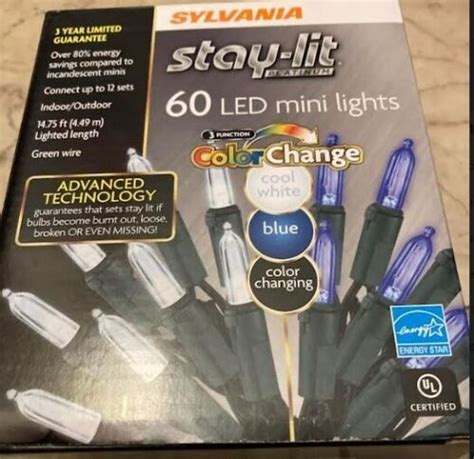 Sylvania Stay Lit 60 LED Mini Lights 3 Function Color Change Cool White