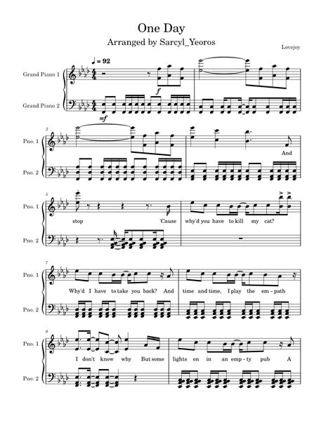 One Day Lovejoy Wilbur Soot Sheet Music For Piano Solo