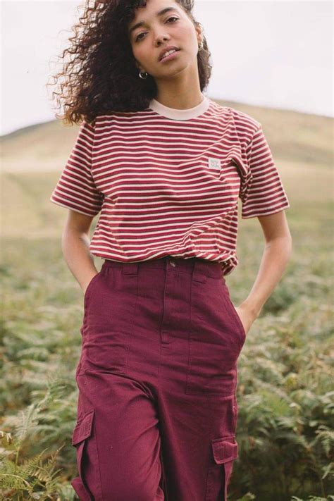 Cali Organic Cotton Stripe Tee In Red Striped Tee Tees Organic