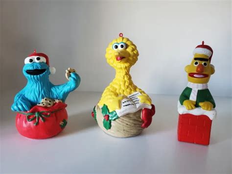 Sesame Street Christmas Ornaments Set Of 3 Bert Cookie Monster And Big