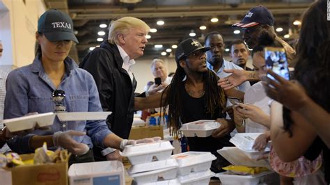 Trump Visits With Harvey Victims Serves Food Cnn Video