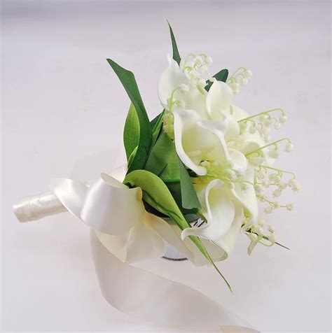 Brides Ivory Calla Lilies Lily Of The Valley Wedding Bouquet Budget