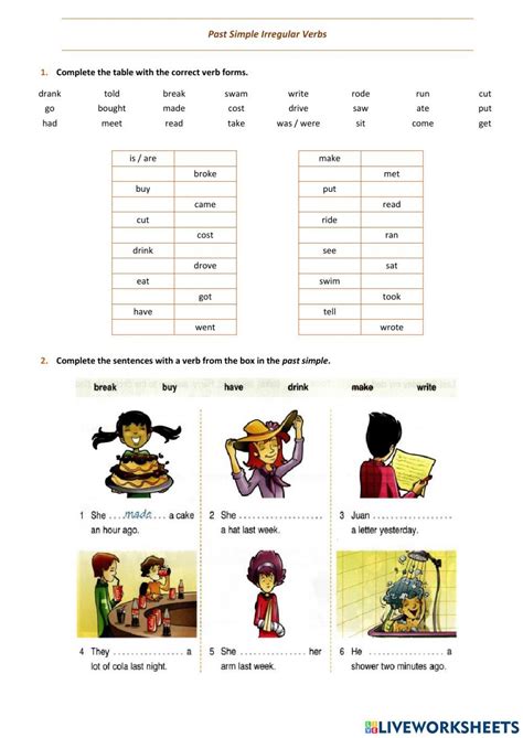 Past Simple Irregular Verbs Interactive Worksheet For Grade 5 A1 A2