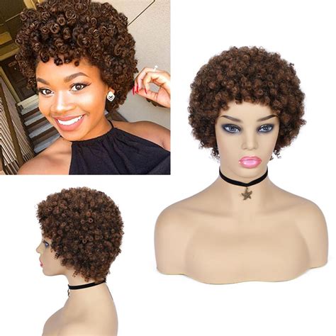 Wignee Short Curly Human Hair Wigs With Free Bangs For Black Women
