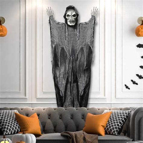 Prextex 6 Feet Hanging Grim Reaper Skull Best Halloween Decoration Prop
