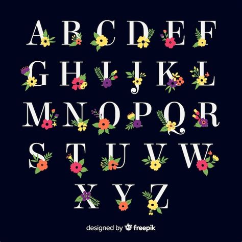 Free Vector Beautiful Alphabet With Flowers