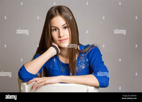 Portrait Of A Cool Beautiful Young Brunette Teen Girl Stock Photo Alamy
