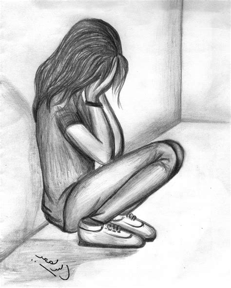 Easy Sad Girl Drawing 820x1023 Wallpaper