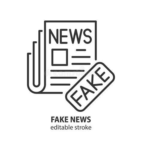 Fake News Line Icon Newspaper Article With Fake Information Vector