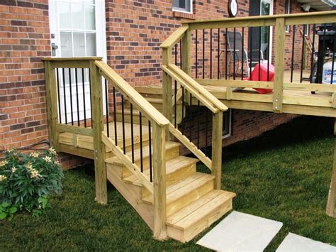 Some handrail systems can be very elaborate with balusters and decorative ornaments. ACQ pressure treat pine wood #deck steps with @Deckorators ...