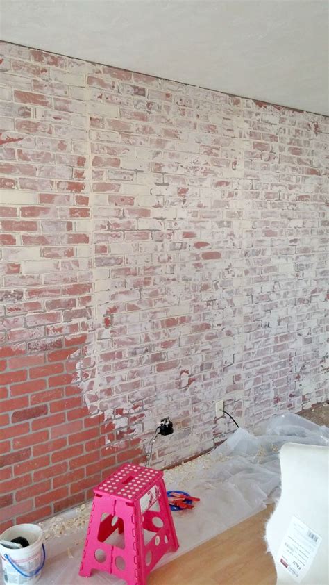 Living Room Makeover German Schmear Faux Brick Wall Diy Brick Wall