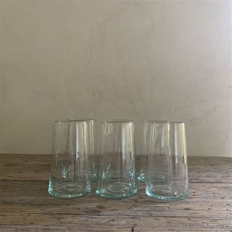 Set Of 6 Handblown Water Glasses Multiple Sets Available Recycled Glass Glass Hand Blown