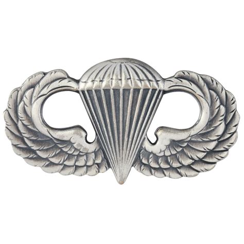 Us Army Parachute Badge Full Size Silver Oxide