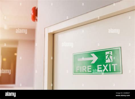 Emergency Fire Exit Door With Alarm Bell In Condominium And Commercial