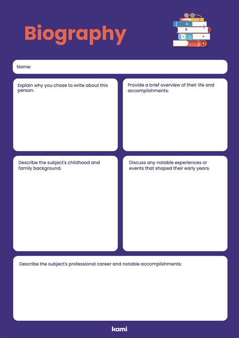 Author Biography Template Dark Purple For Teachers Perfect For Grades