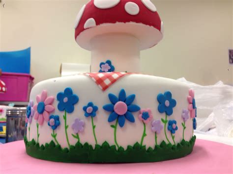 Mushroom Cake With Fondant Flowers