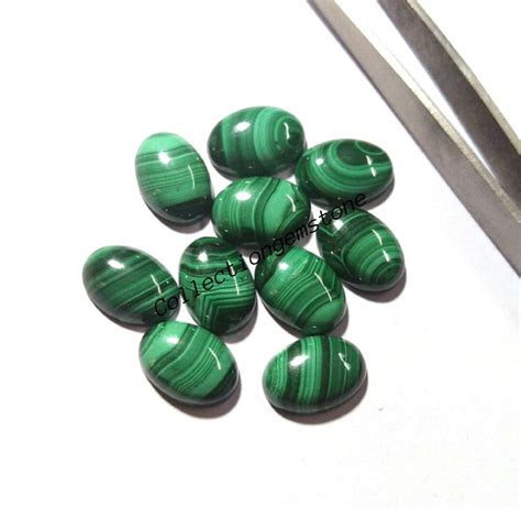 5 Pair Gems Sale Chinese Malachite Cabs Calibrated Etsy