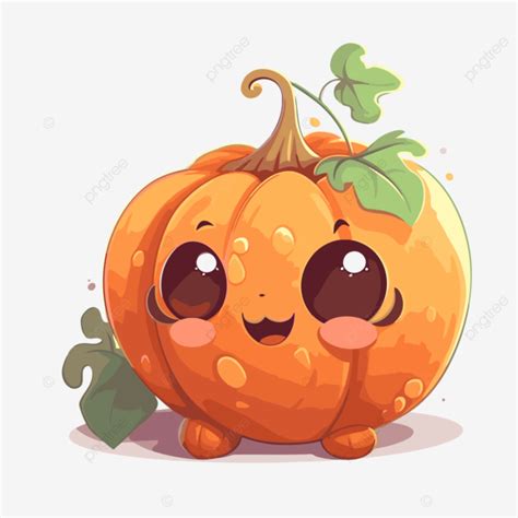 Little Pumpkin Vector Sticker Clipart Cute Pumpkin Smile Pumpkin